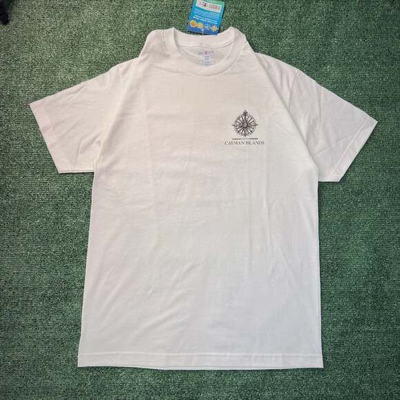 Del Sol Tops - Del Sol White Cayman Islands Compass Graphic T-Shirt